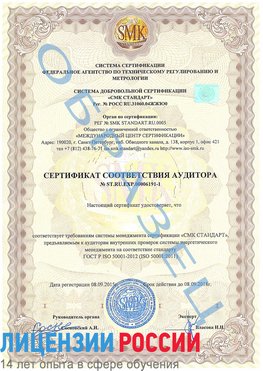 Образец сертификата соответствия аудитора №ST.RU.EXP.00006191-1 Дудинка Сертификат ISO 50001